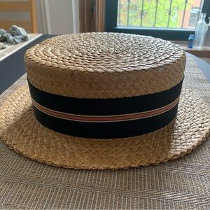 True Vintage Colony Club Silk Lined Boater Hat Straw Hat